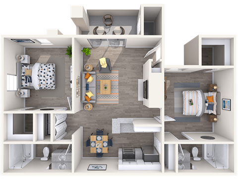2 Bed 2 Bath 1150 Sq Foot Layout at Boulders at Lookout Mountain Apartment Homes, Phoenix, AZ 85022